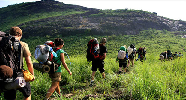 group of people trekking