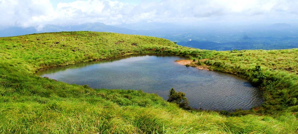 The heart-shaped lake on top of the Chembra Peak