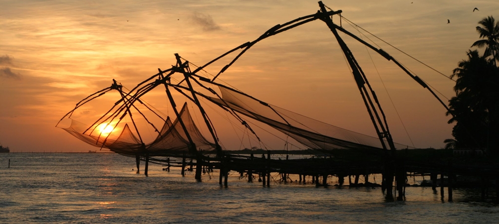 Beautiful Chinese Fishing Nets during sunset