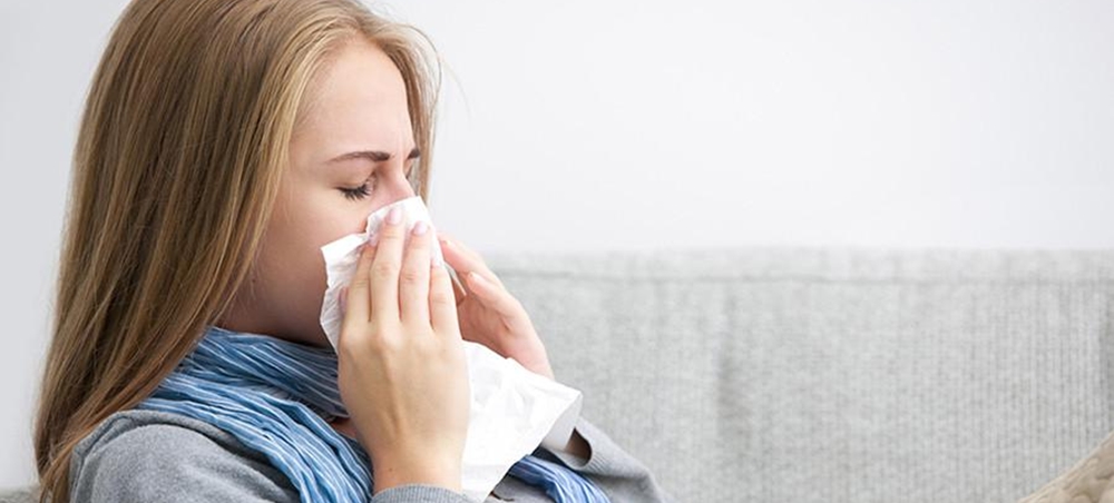 A woman down with flu