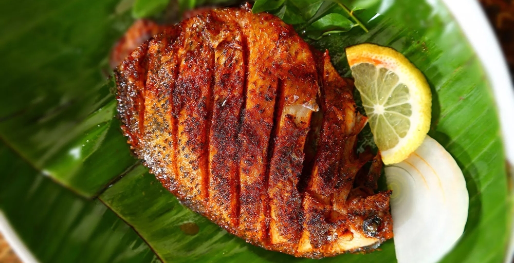 Karimeen fry on banana leaf