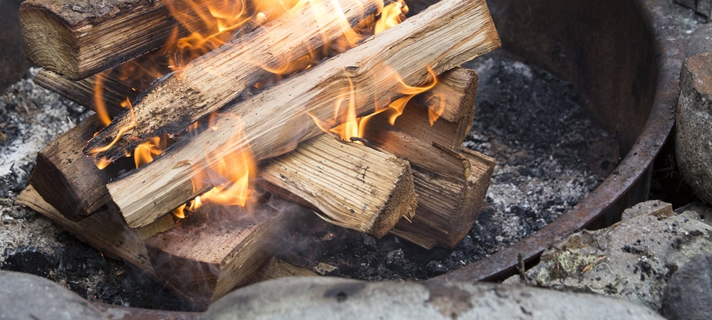 Wood burning for campfire