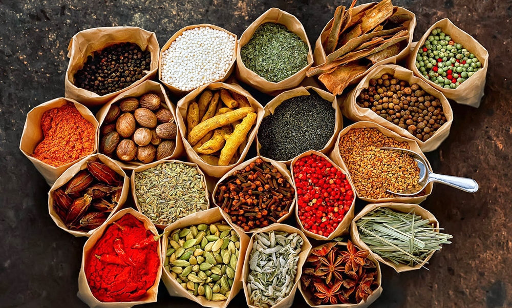 A variety of spices from Kerala