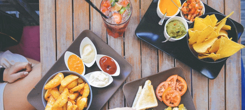 A variety of snacks kept on the table