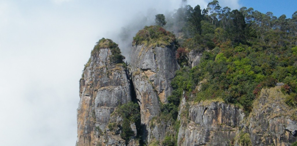 The foggy pillar rocks at Kodaikanal