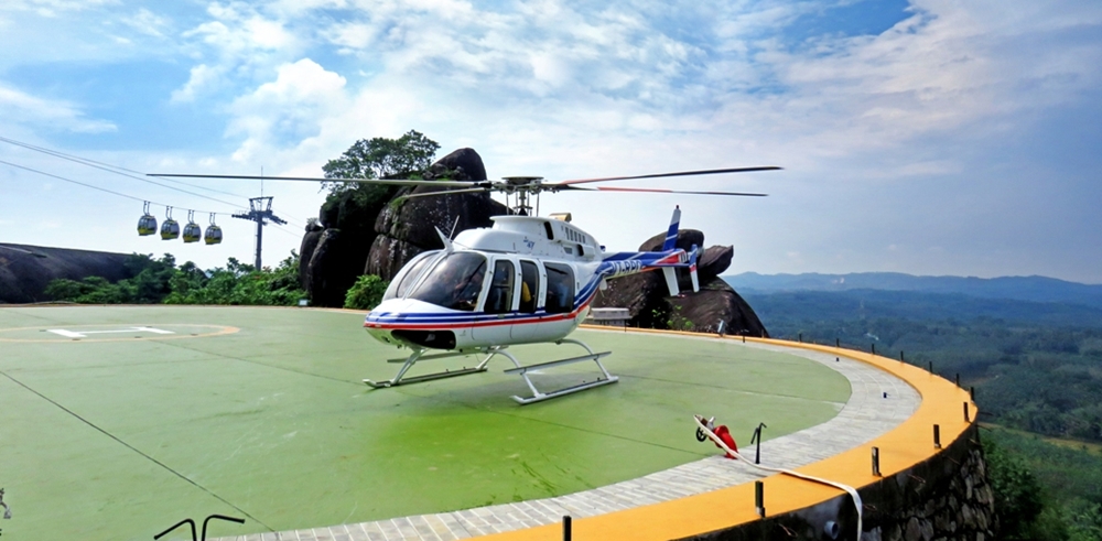 Helicopter on a helipad