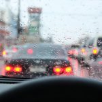 Rain drops on the car windshield
