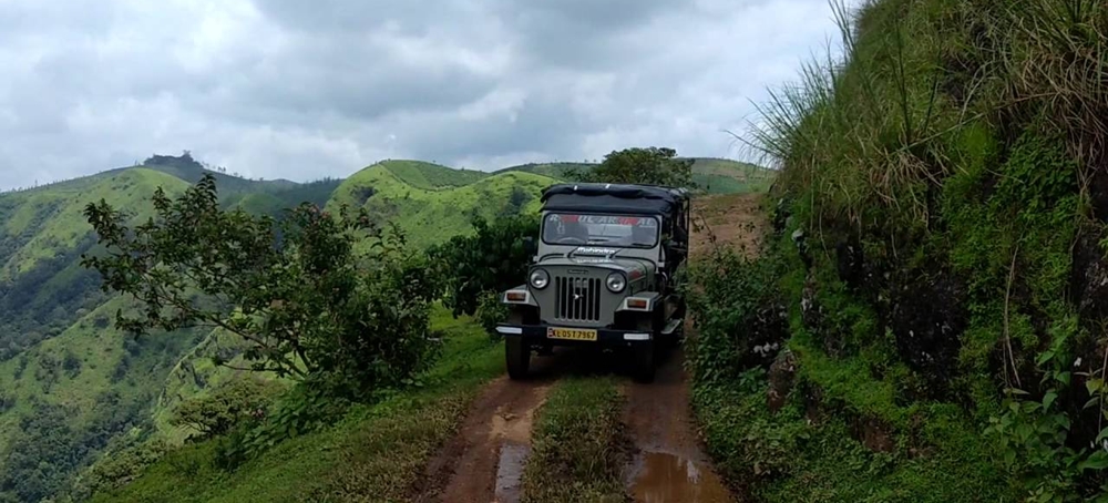 Jeep safari on the mountain road