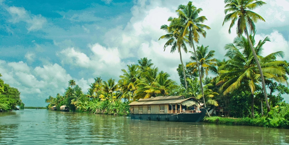 Houseboat cruising on the scenic backwaters