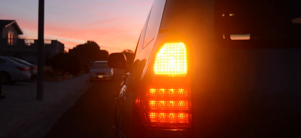 Car with blinker on