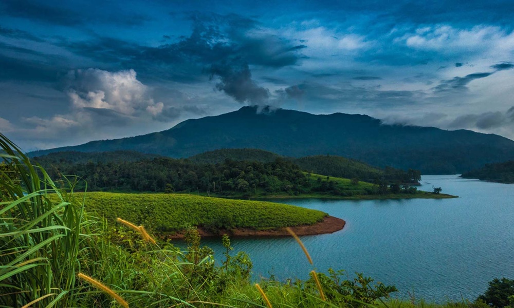 Lake and hills in Kerala